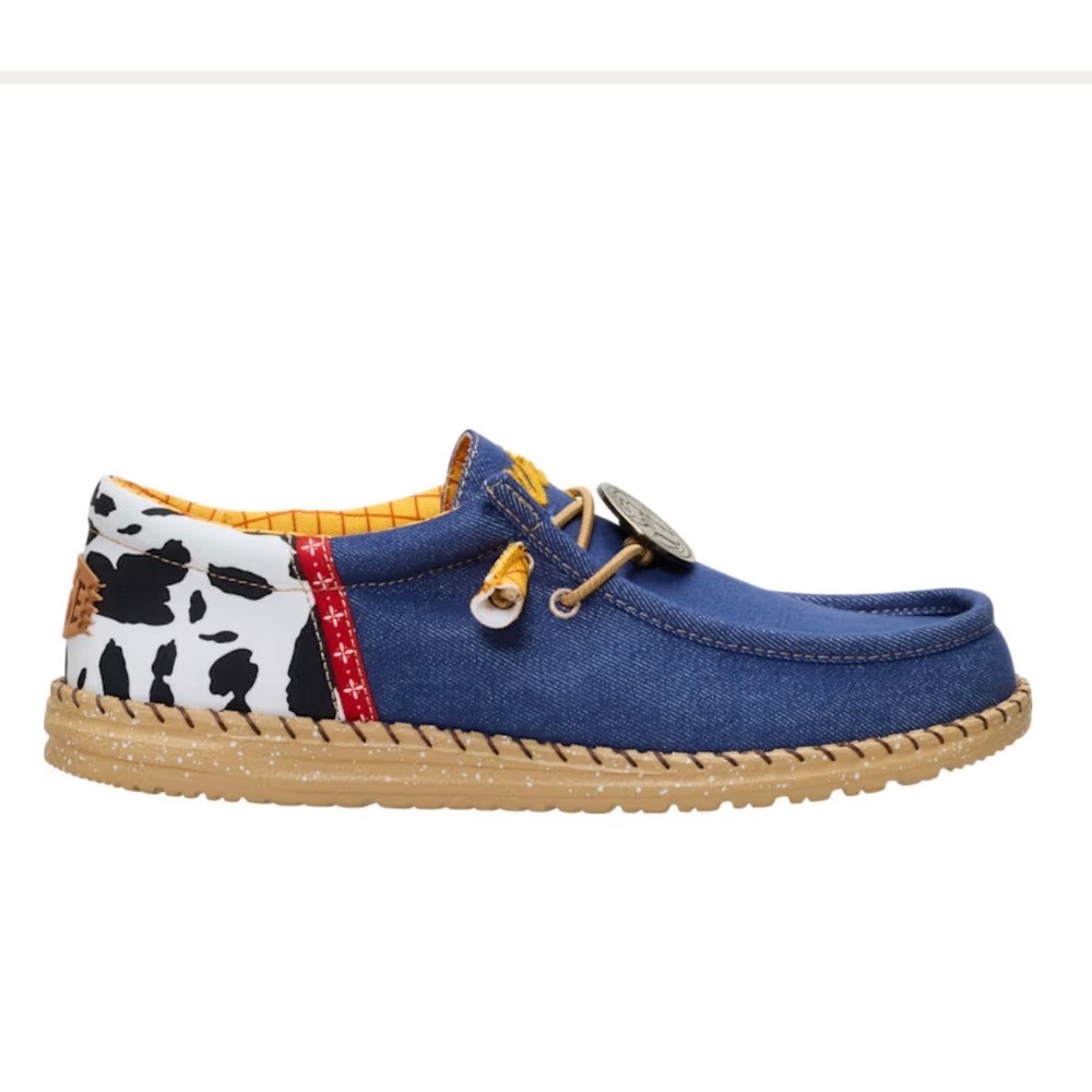 Hey Dude Wally Funk Pixar Kids J7 Blue NIB Sheriff Woody Toy Story Denim Loafers